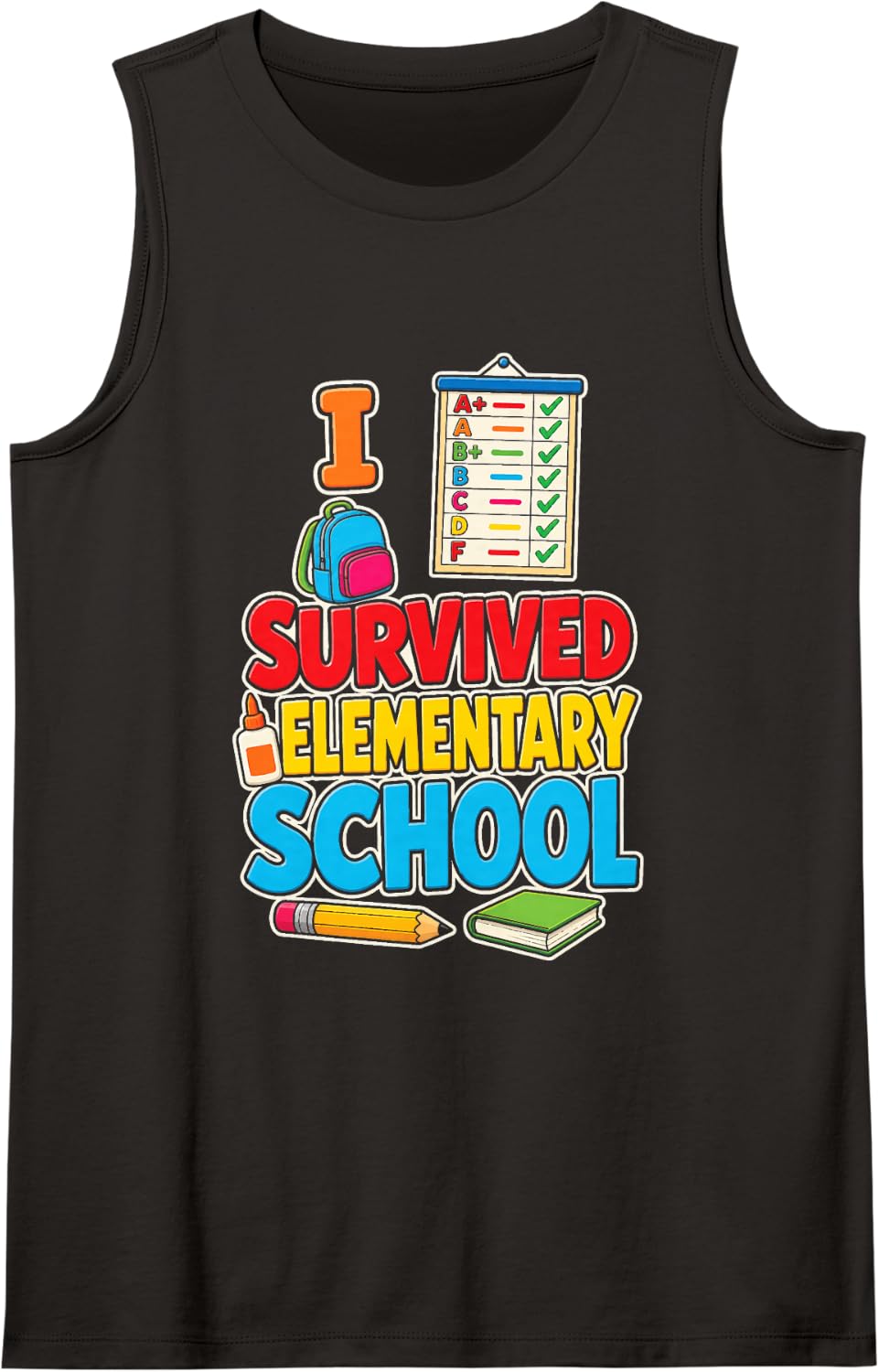 Elementary School Graduation I Survived Moving Up Day Sleeveless Tank Top - Black