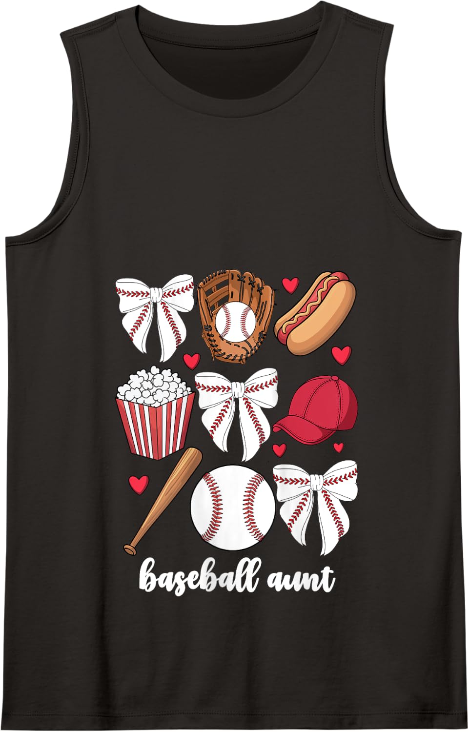 Baseball Aunt Coquette Bow For Women Nephew Baseball Auntie Tank Top - Black