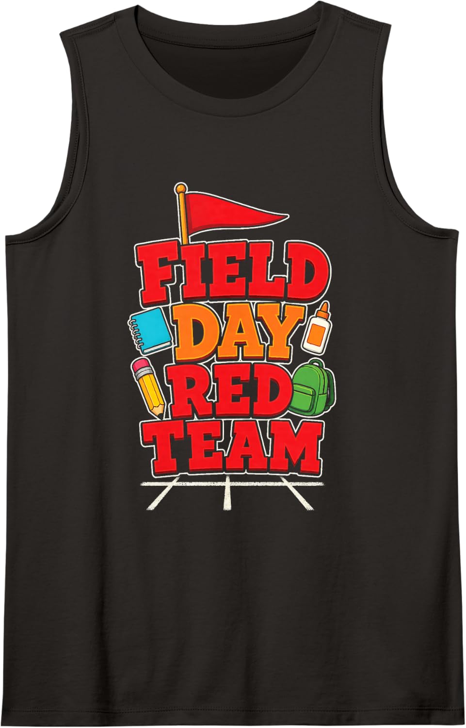Field Day Red Team Elementary School Kids Squad Gift Sleeveless Tank Top - Black