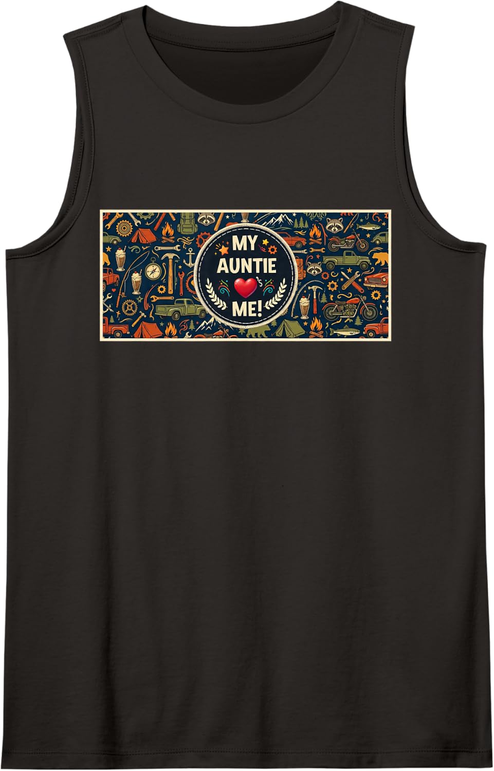 My Auntie Loves (Heart Shape) me! - V4 Sleeveless Tank Top - Black