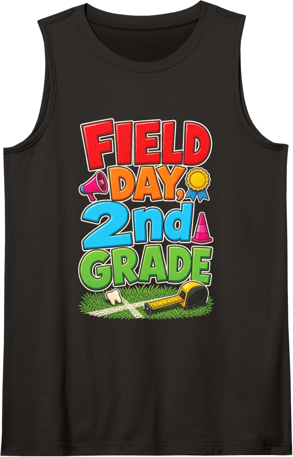 2nd Grade Field Day Elementary Games Boys Girls Gift Sleeveless Tank Top - Black