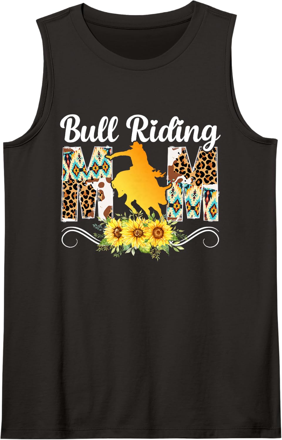 Bull Riding Mom of A Bull Rider Mom Bull Riding Mother Sleeveless Tank Top - Black