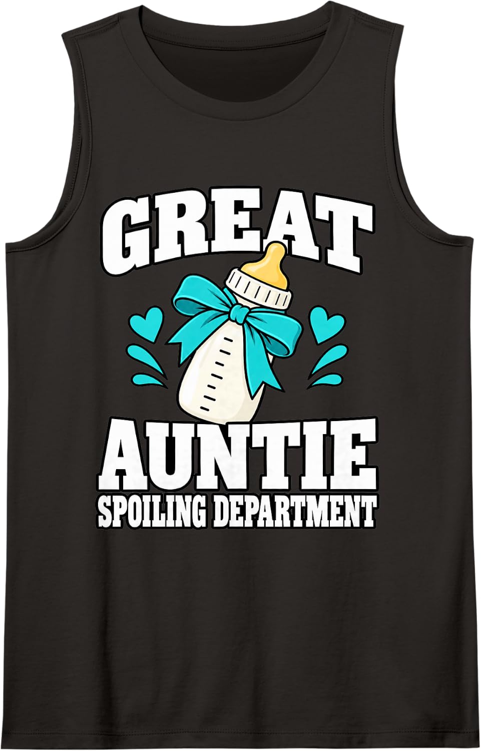 Great Aunt Great Auntie Spoiling Department Bottle Reveal Sleeveless Tank Top - Black