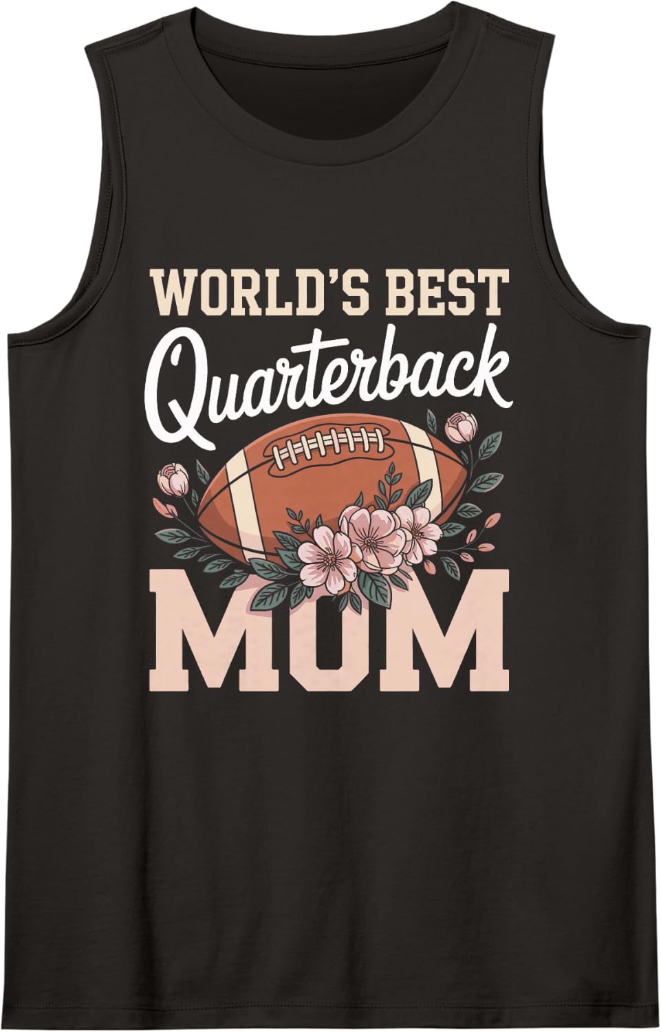 World's Best Quarterback Mom Football Sleeveless Tank Top - Black