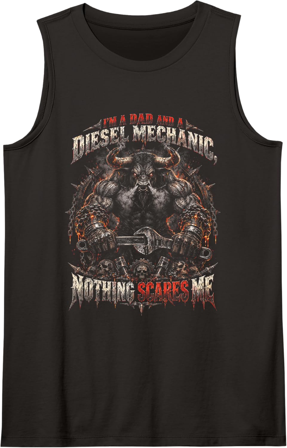 Im A Dad and A Diesel Mechanic Nothing Scares Me Bootleg Sleeveless Tank Top - Black