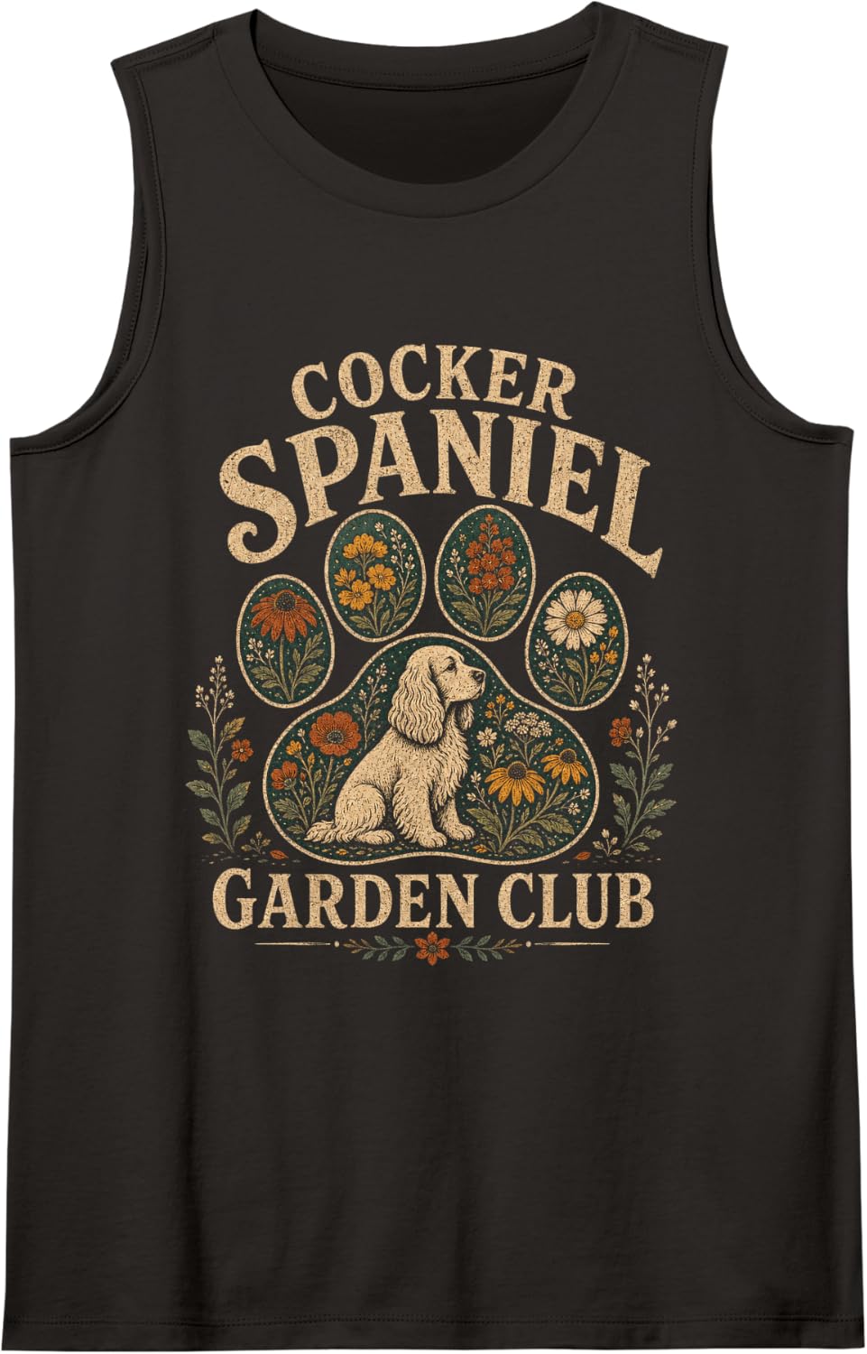 Cocker Spaniel Garden Club Funny Cocker Spaniel Garden Tank Top - Black