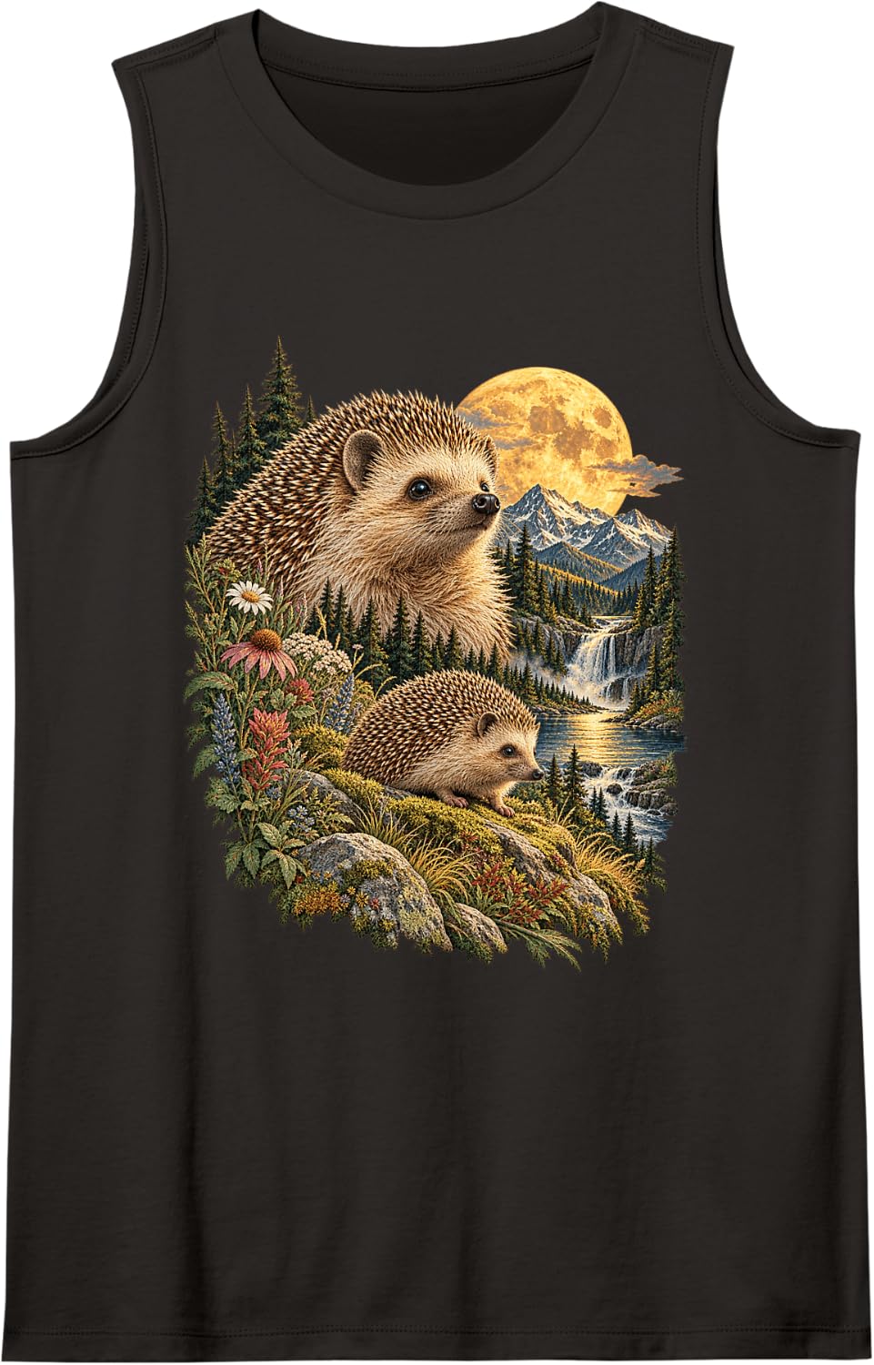 Hedgehog Sleeveless Tank Top - Black