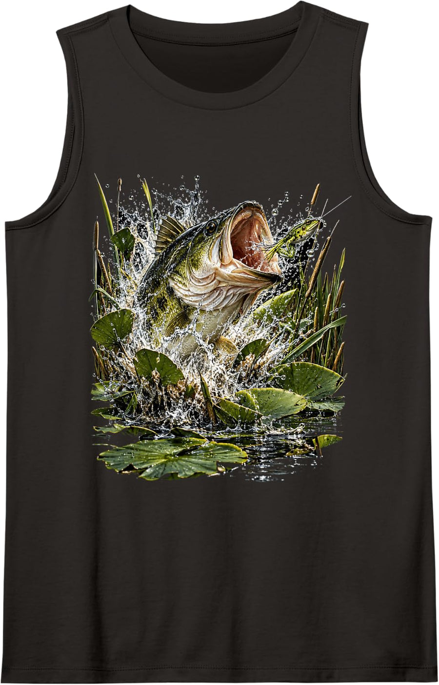 Largemouth Bass Night Fishing Swamp Topwater Bite Angler Sleeveless Tank Top - Black