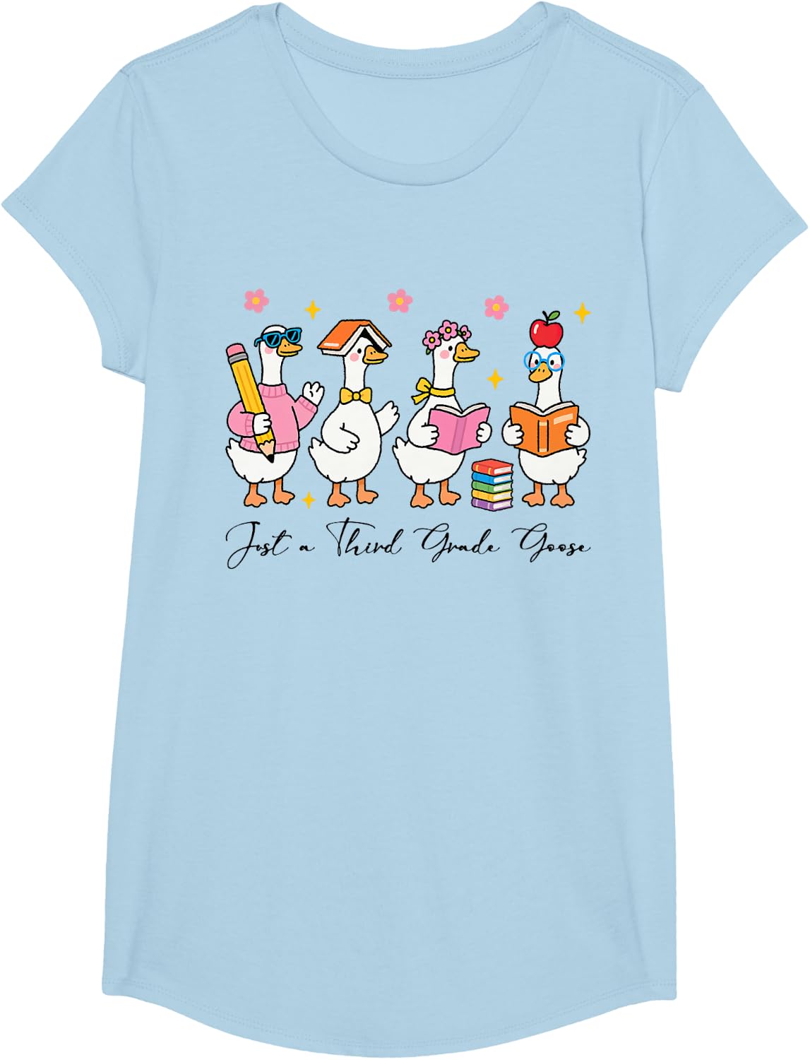 Just A Third Grade Goose Back to School Teacher Girl Kid T-Shirt - Girls Baby Blue