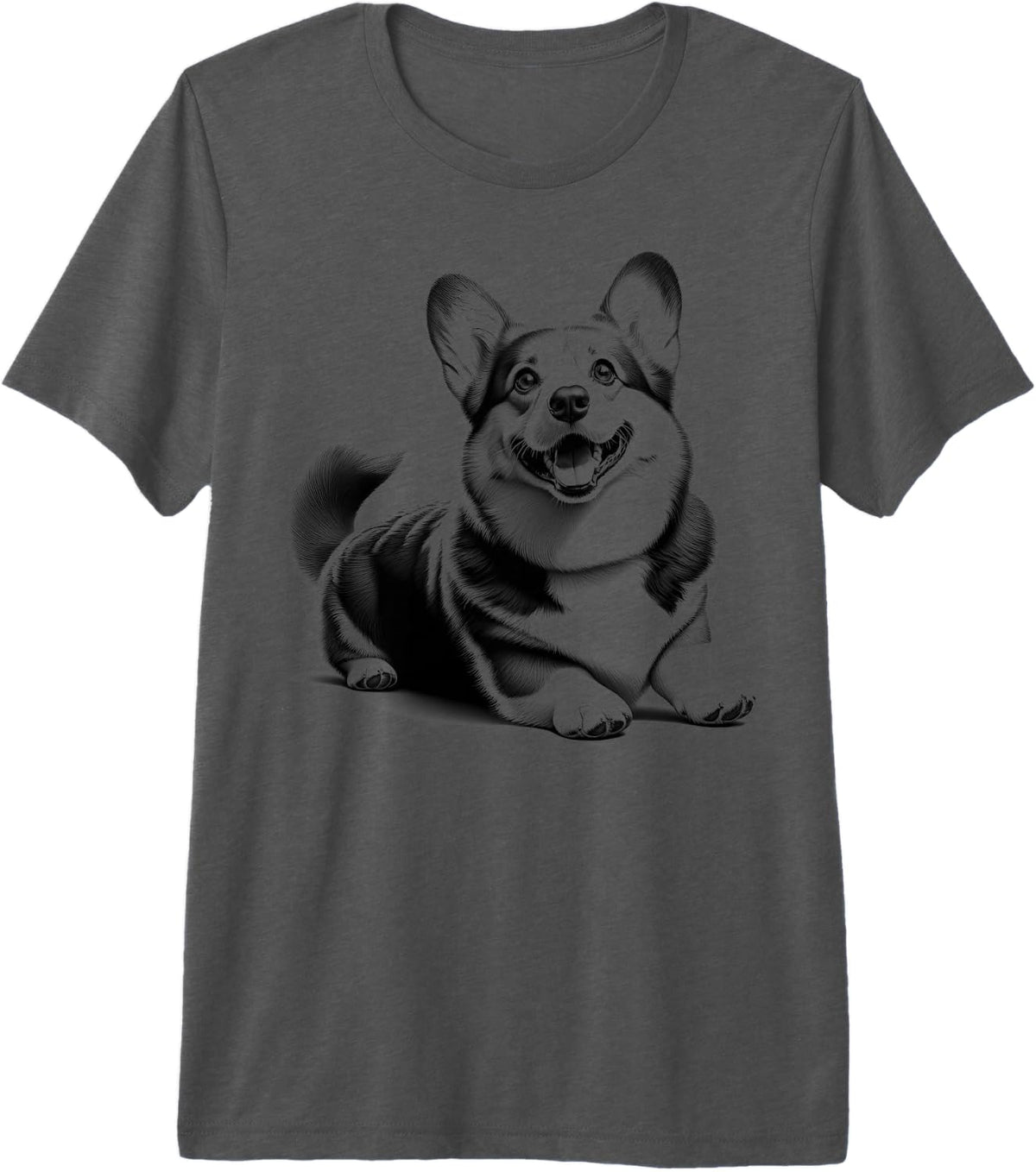 Funny Corgi in Lying Pose Premium Tri-blend T-Shirt - Grey