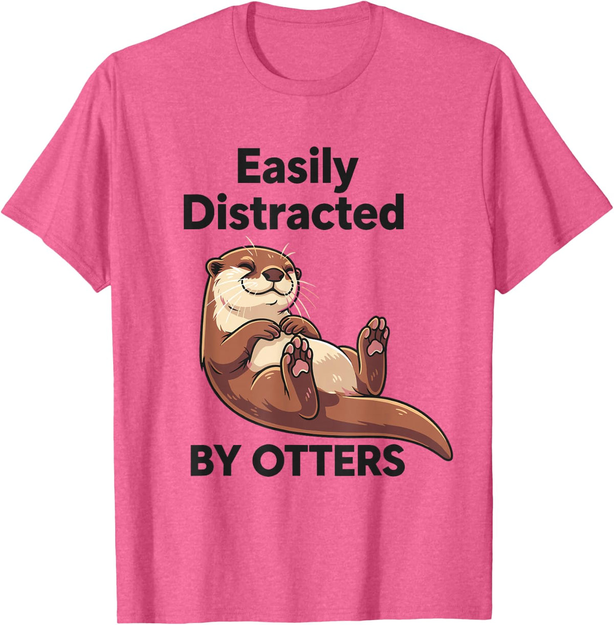 Easily Distracted by Otters T-Shirt - Pink Heather