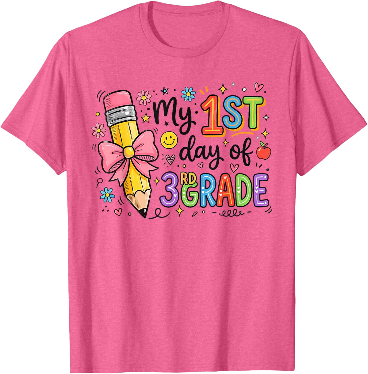 My First Day of 3rd Grade Shirt, Third Grade School T-Shirt - Pink Heather