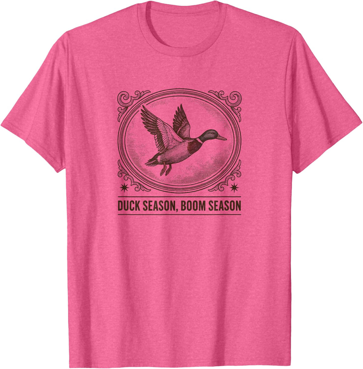 Waterfowl Hunting Mallard Retro Sunset T-Shirt - Pink Heather
