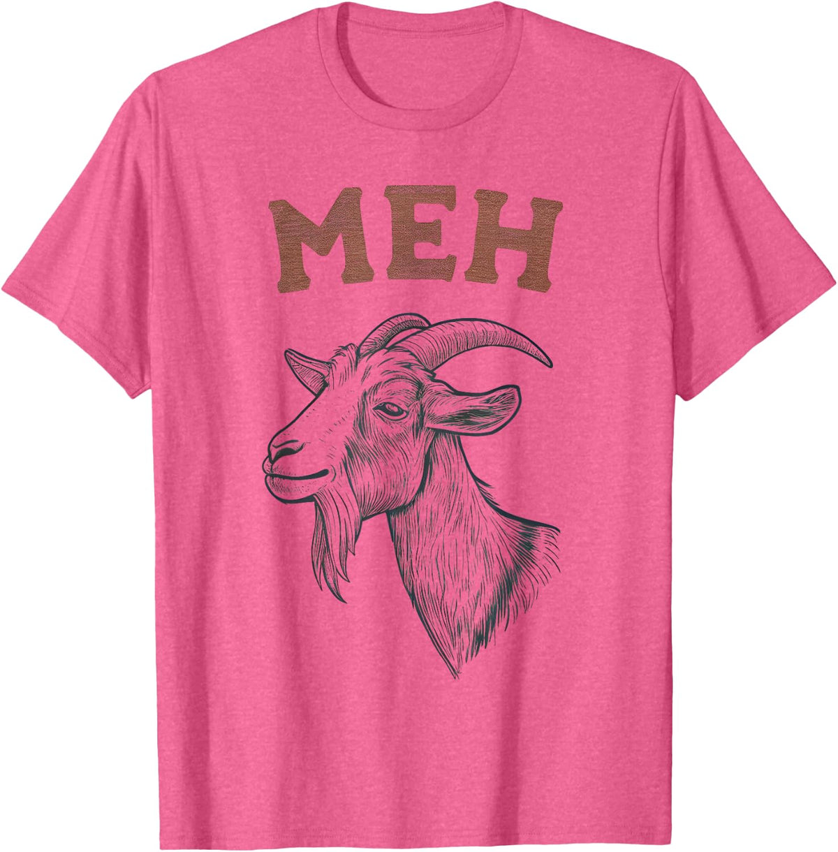 Meh Funny Graphic T-Shirt Sarcastic Goat Lover Animal Vintage Tees for Men Women - Pink Heather