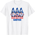 Gautier Mississippi Gnome Sweet Gnome American Flag Gnomes T-Shirt - White