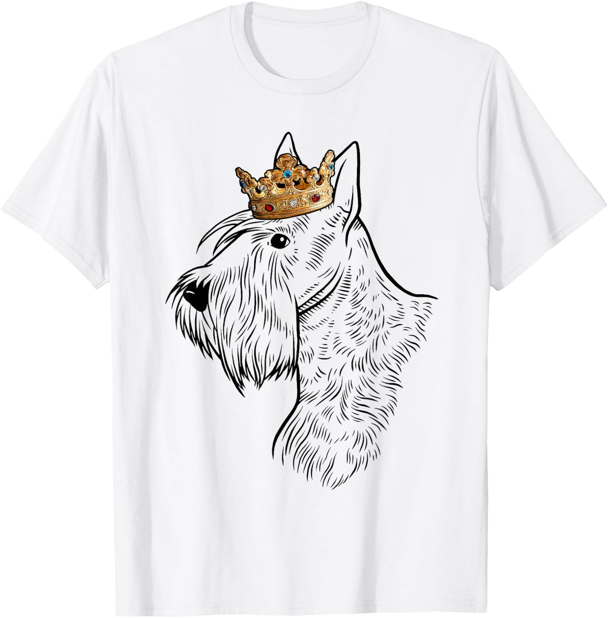 Scottish Terrier Dog Wearing Crown T-Shirt - White