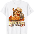 Funny Thanksgiving Hedgehog Pumpkin Pie Lover Dessert Humor T-Shirt - White