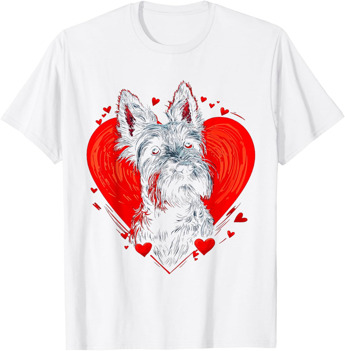 Scottish Terrier Valentine's Day T-Shirt Tees For Dog Lovers Puppy Love Shirts For Women Men - White