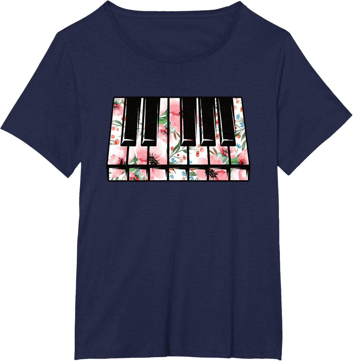 Cute Piano Lover Pianist Musician Women Girls Kids T-Shirt - Navy Blue