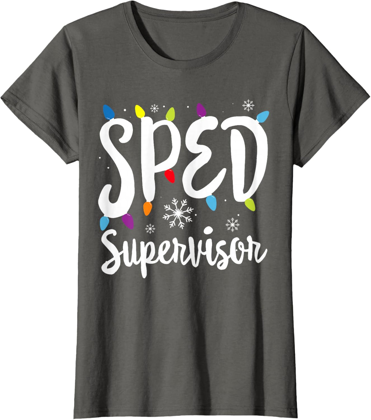 Christmas SPED Supervisor Xmas Light Festive para Special ED T-Shirt - Asphalt Grey