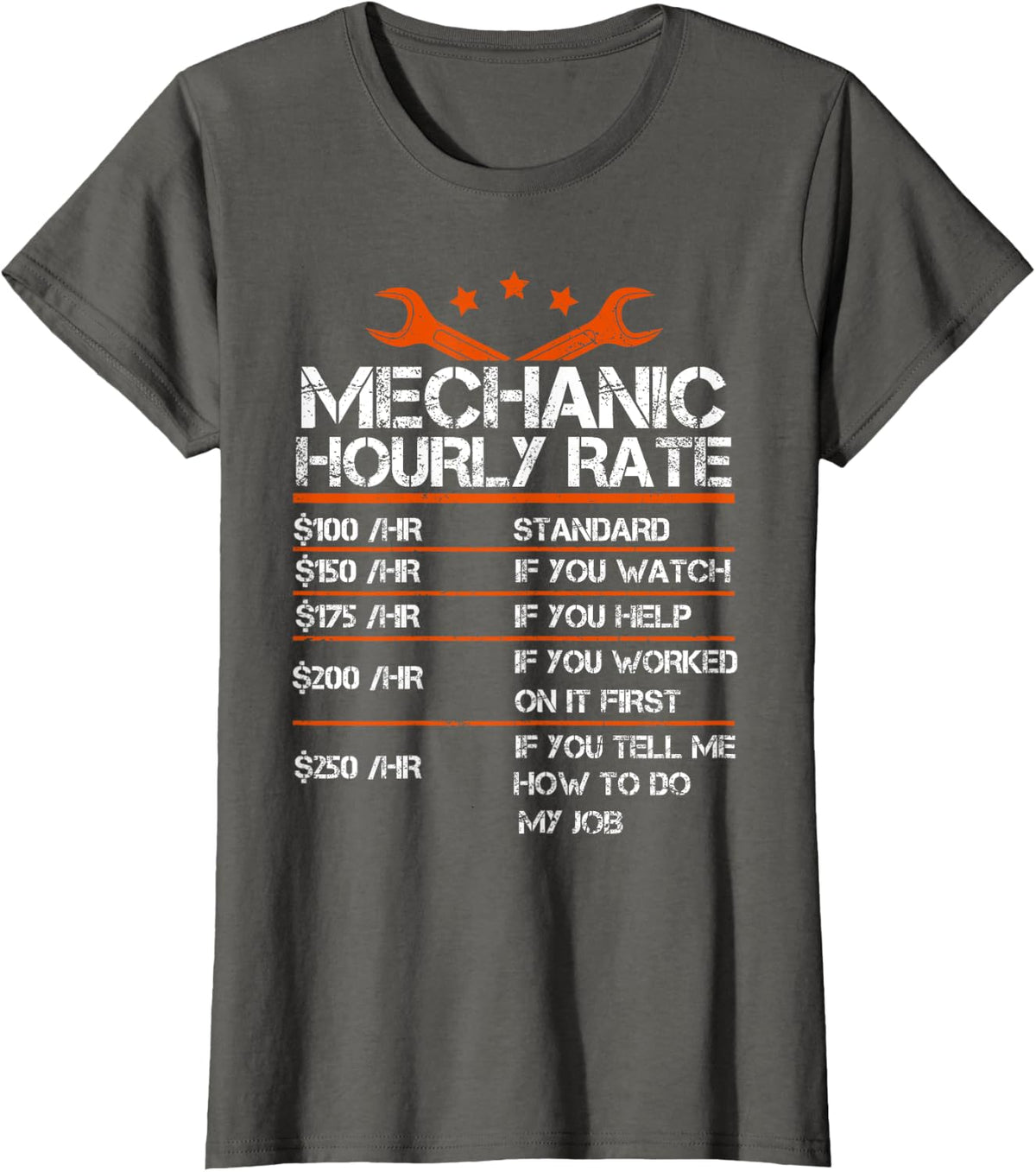 Funny Mechanic Hourly Rate If You Tell Me How To Do My Job T-Shirt - Asphalt Grey