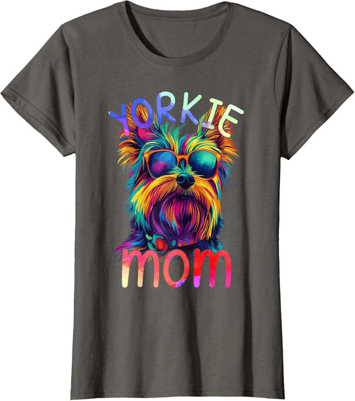 Yorkshire Terrier Mom Color Pop Art Womens Yorkshire Terrier T-Shirt - Asphalt Grey