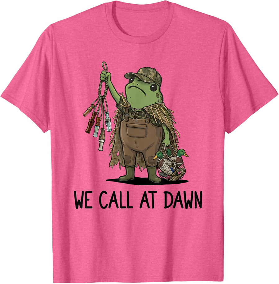 We Call At Dawn Call Lanyard Decoys Frog Duck Hunting Gift T-Shirt - Pink Heather