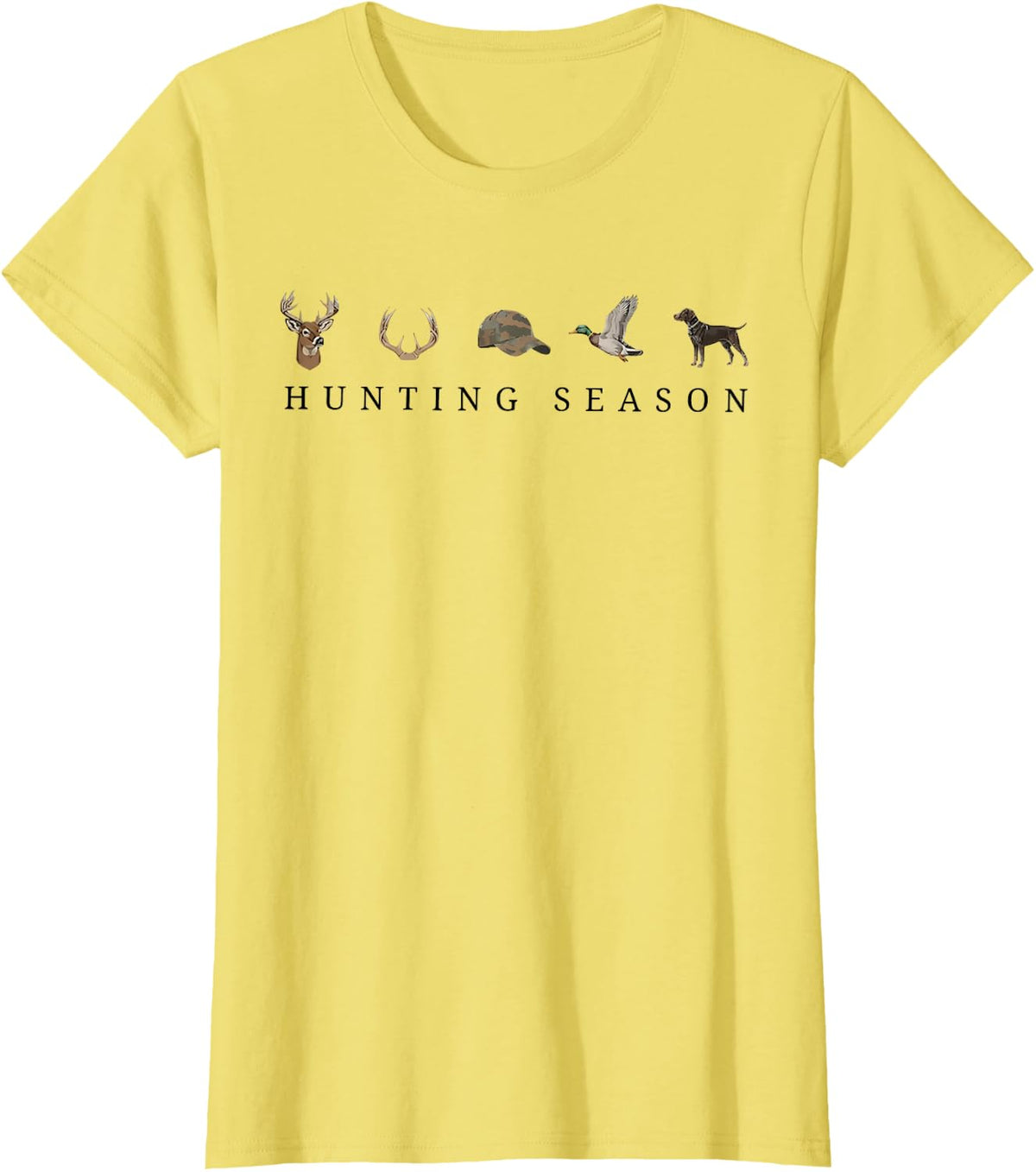 Hunting Season Doodles Camouflage Outdoor Nature Graphic T-Shirt - Lemon Yellow