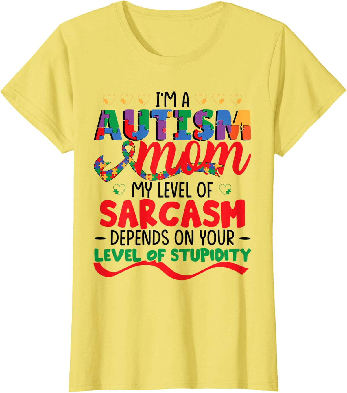 Autism Awareness Women Mom Autism T-Shirt - Lemon Yellow