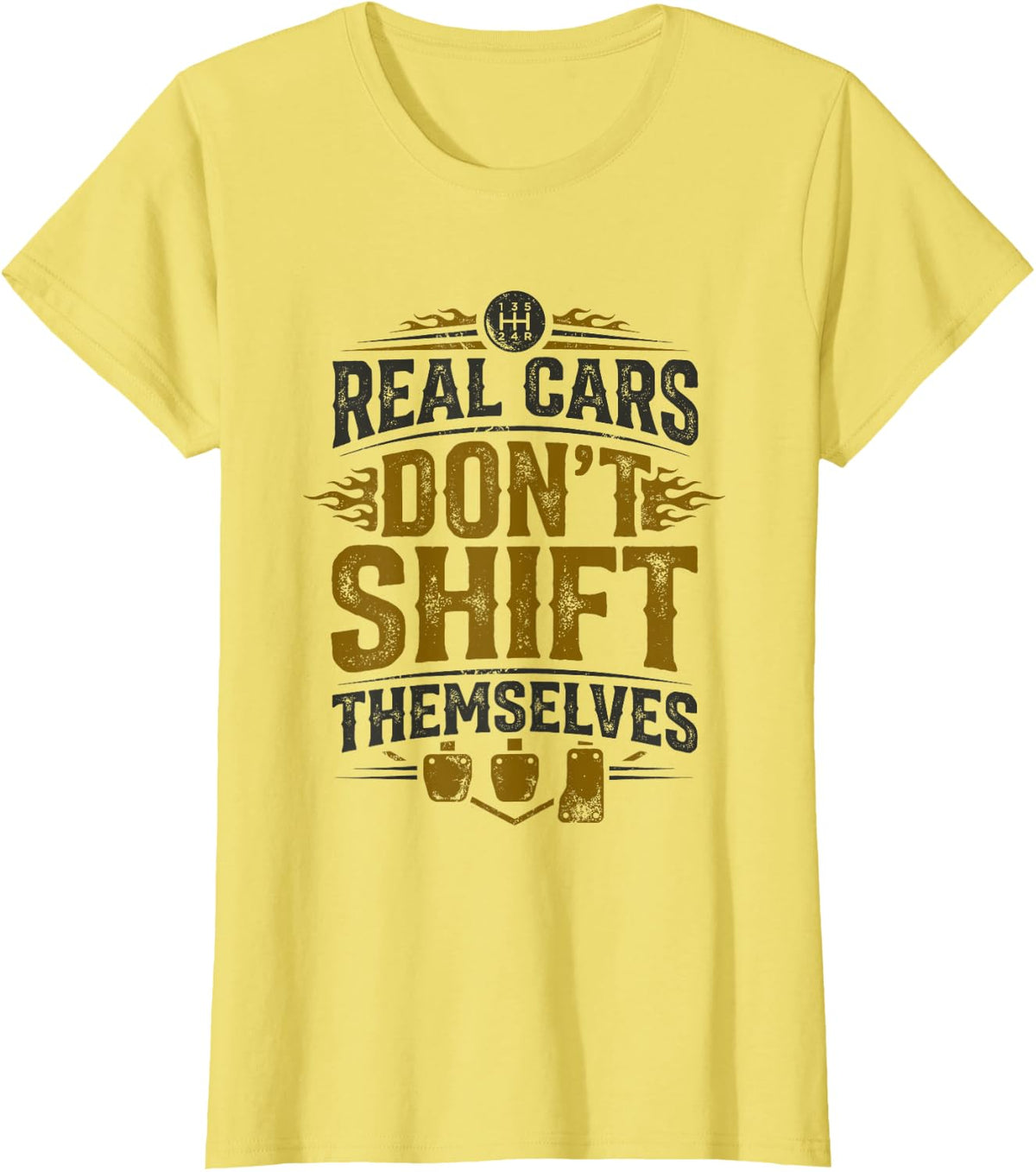 Manual Transmission Three Pedal Stick Shift Car T-Shirt - Lemon Yellow