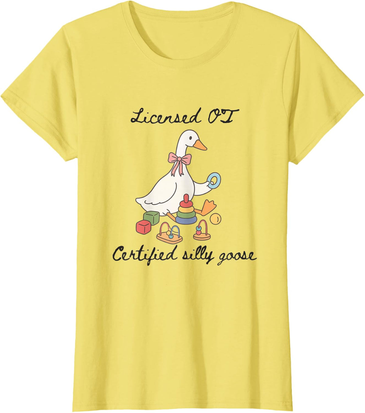 Occupational Therapist Cute Goose OT OTA Back to School T-Shirt - Lemon Yellow