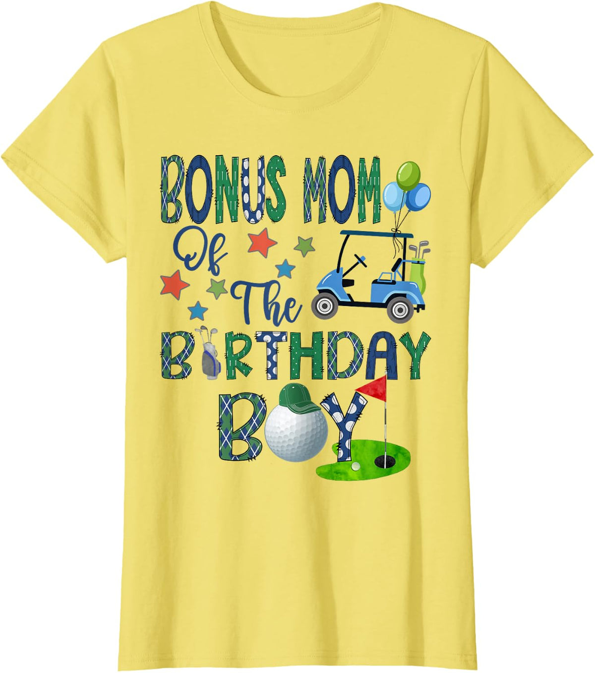 Bonus Mom of The Birthday Boy Hole in One Golf Lover T-Shirt - Lemon Yellow