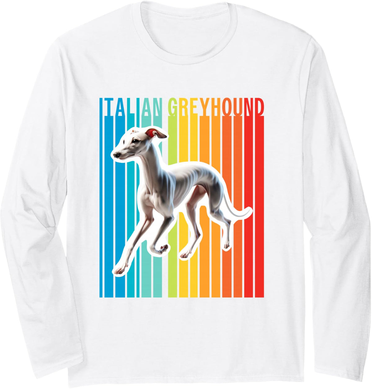 Colorful Italian Greyhound Long Sleeve T-Shirt - Adult Unisex White