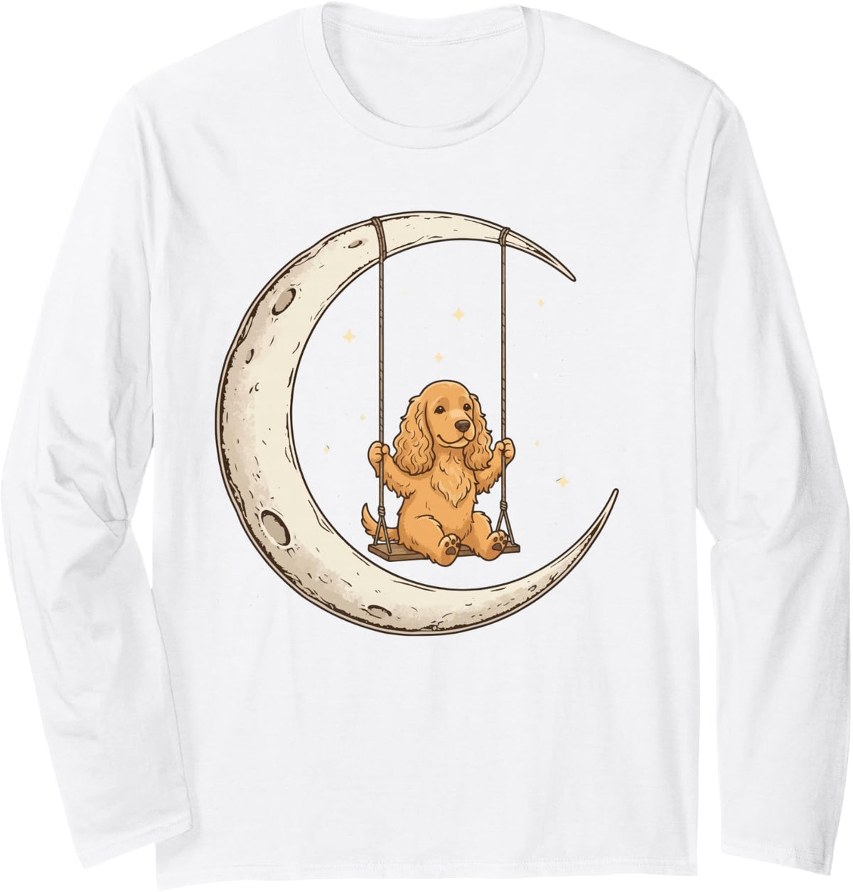 Cocker Spaniel Moon Swing Long Sleeve T-Shirt - Adult Unisex White