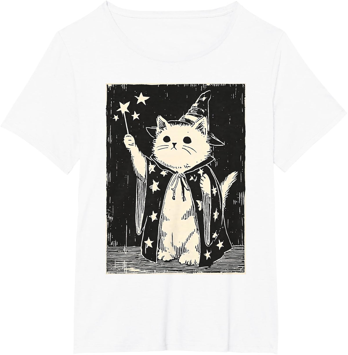 Cute Witchy Kitty Wicca Wiccan Kitten Cat Lover Halloween T-Shirt - White