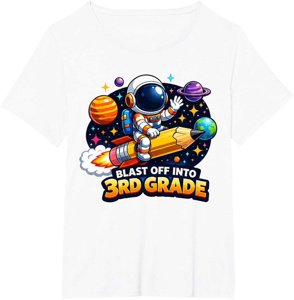 3rd Grade Shirt for Boys Blast Off Into 3rd Grade Gamer Back to School Tees T-Shirts - White