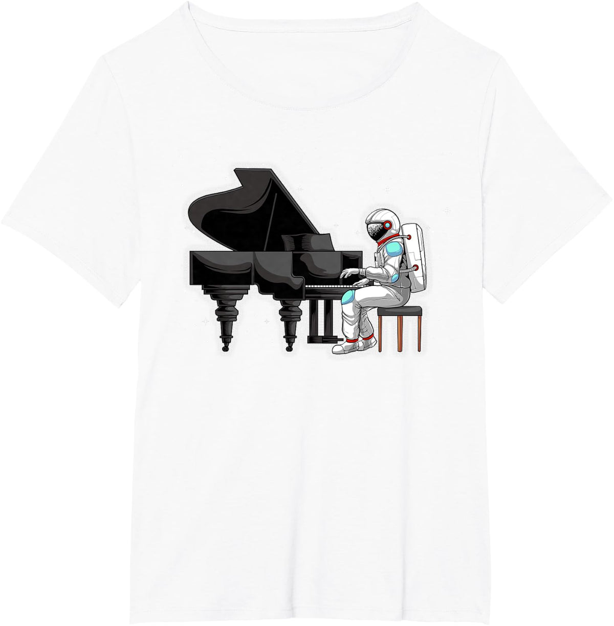 Cool Piano Art For Men Women Keyboard Piano Player Astronaut T-Shirt - White