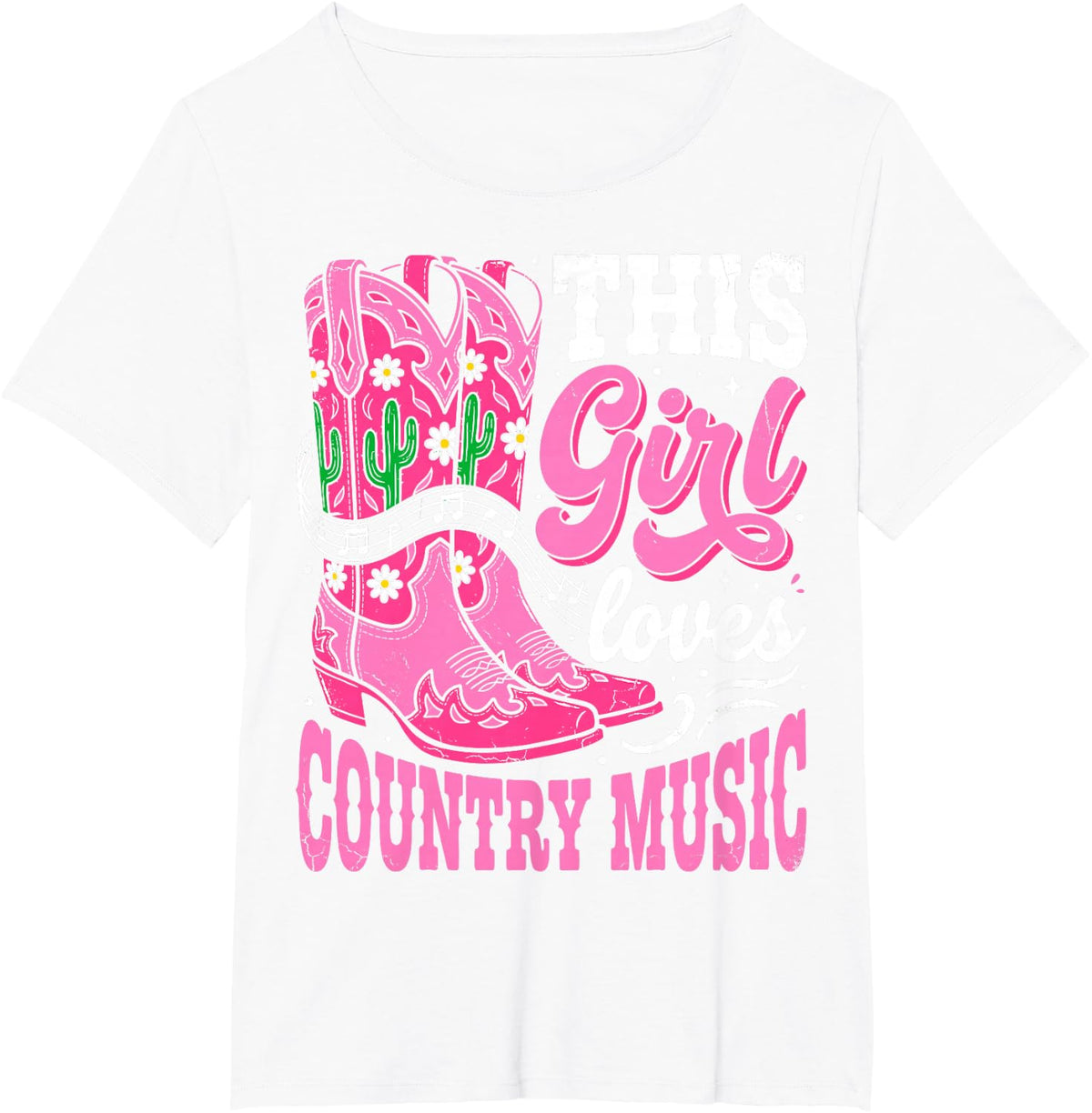 This Girl Loves Country Music Western Culture Nashville Tee T-Shirt - White