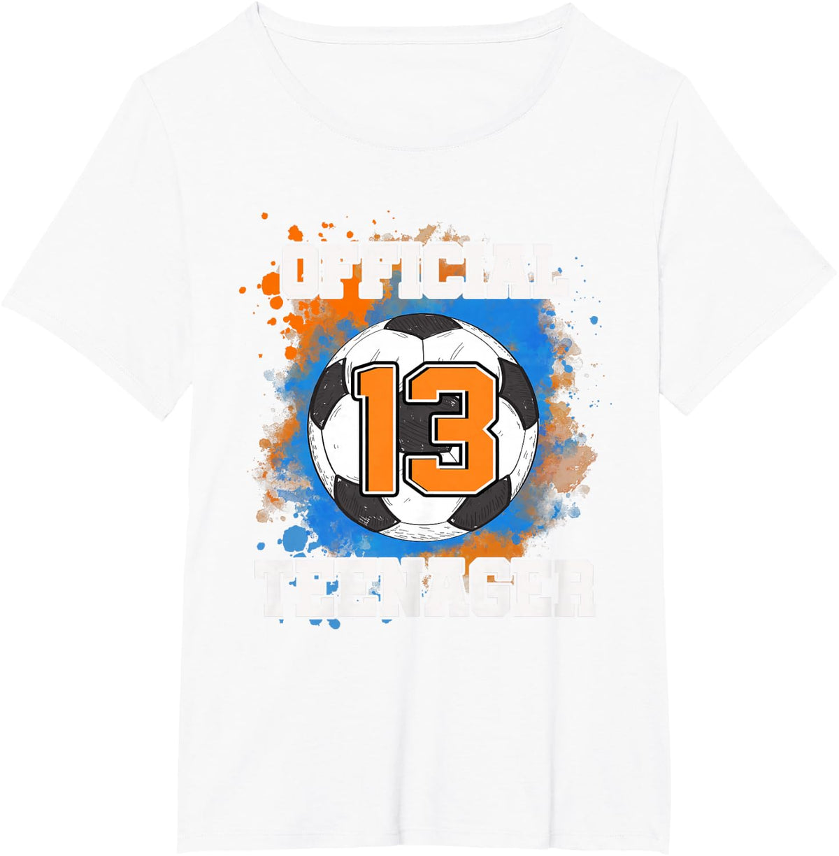 Official Teenager 13th Birthday 13 Years Old Soccer Ball T-Shirt - White