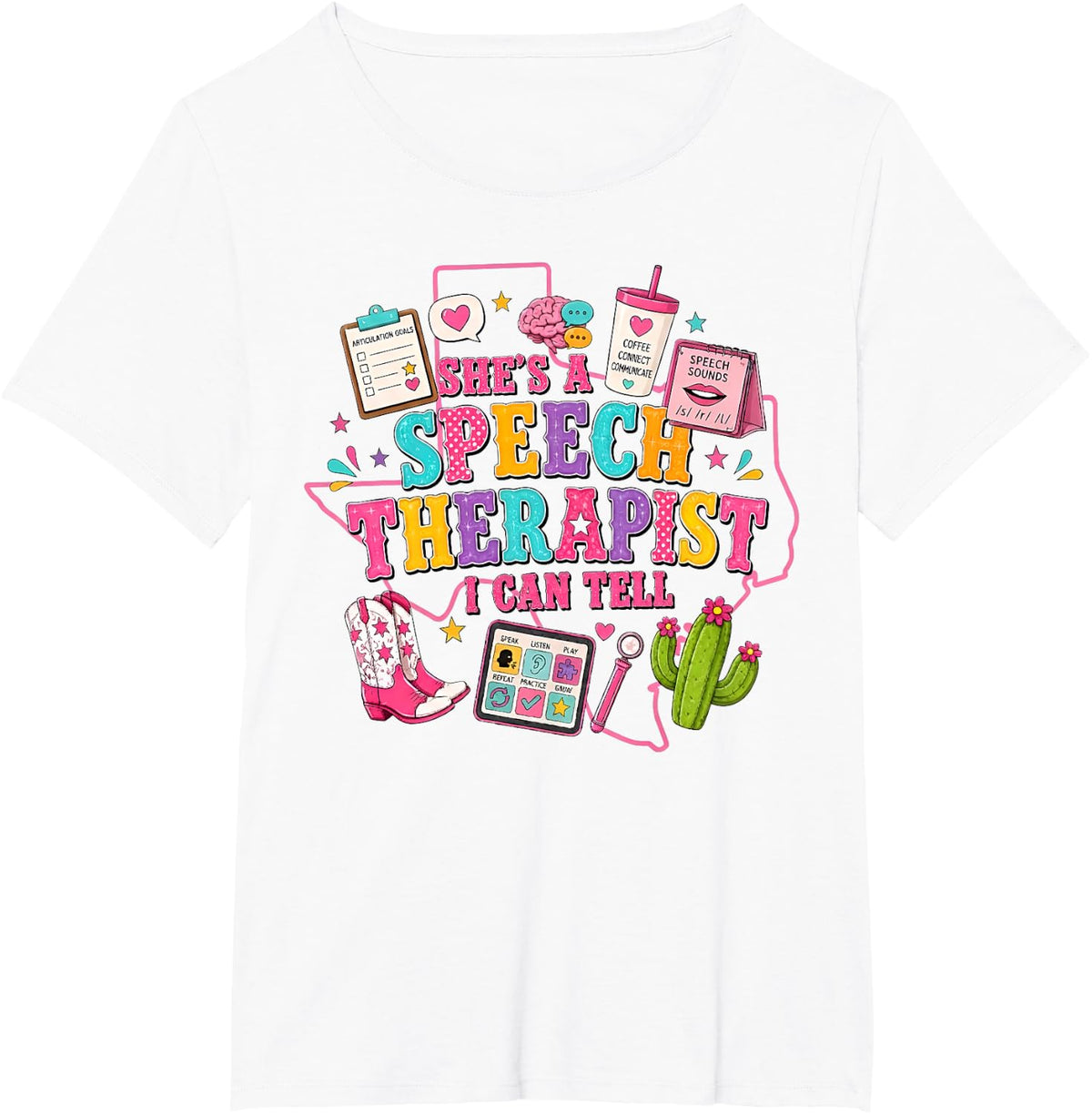 She's a Speech Therapist I Can Tell Cute Western Therapy SLP T-Shirt - White