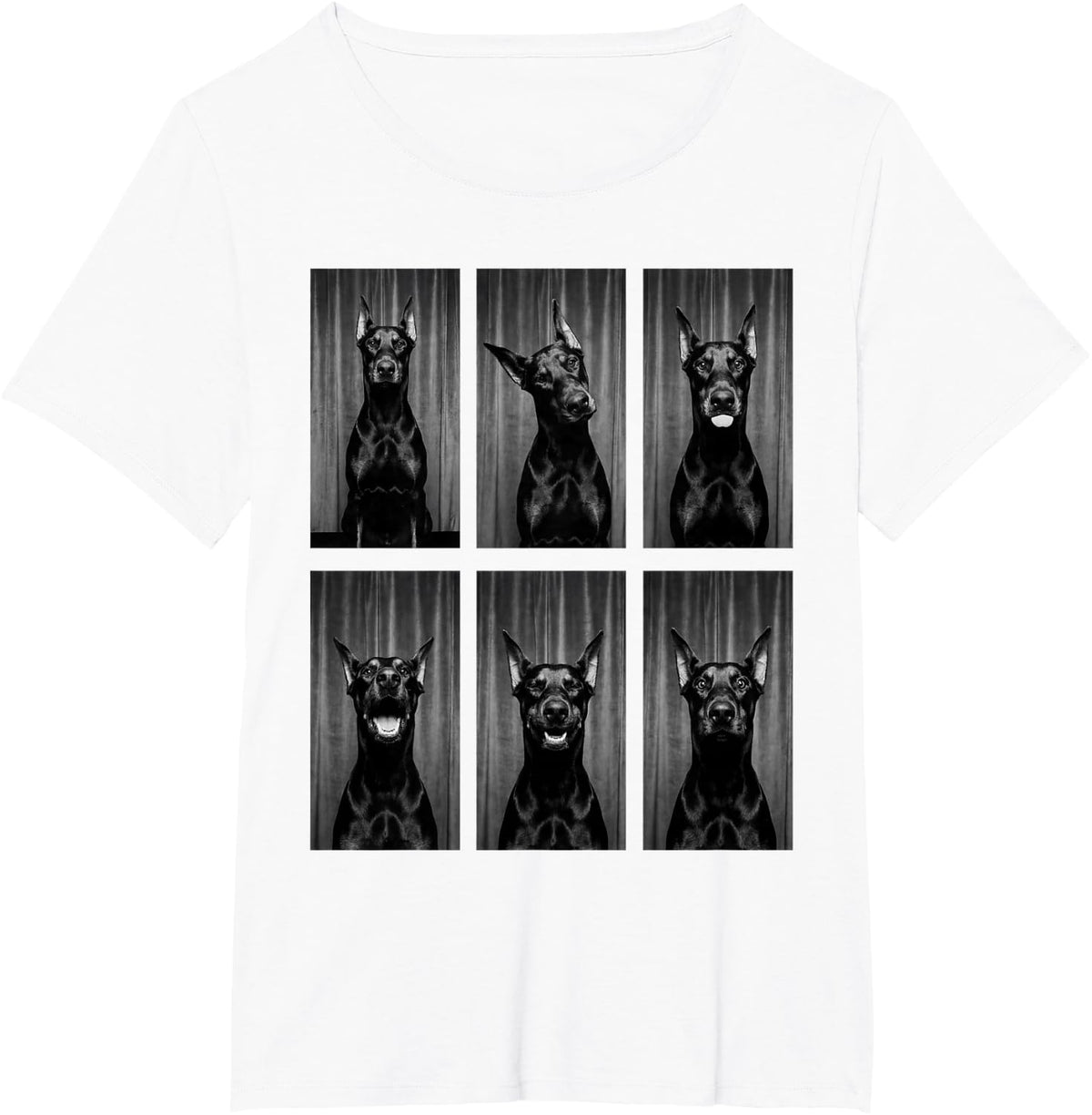 Doberman Photobooth Dog Owner Funny Animal Portrait Tees T Shirts for Men Women Kids - White