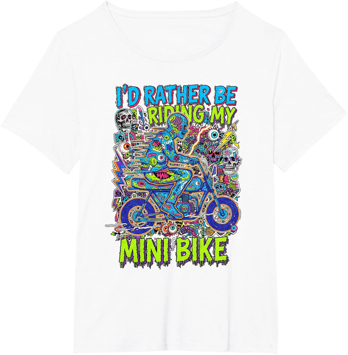 Retro 80s I'd Rather Be Riding My Mini Bike T-Shirt - White