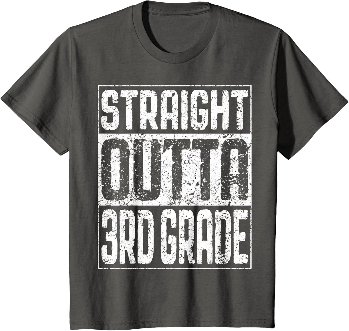 Kids Straight Outta 3rd Grade Shirt Third Grade Graduation T-Shirt - Asphalt Grey