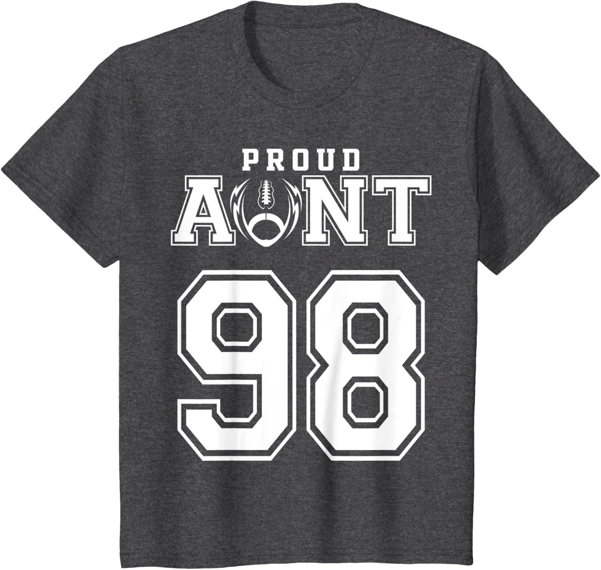 Custom Proud Football Aunt Number 98 Personalized For Women T-Shirt - Dark Heather Grey