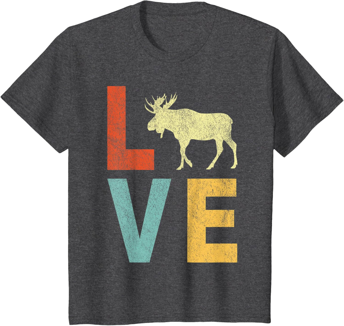 Funny Moose Lover Quote T-Shirt Retro Love Moose Tees For Men Women - Dark Heather Grey