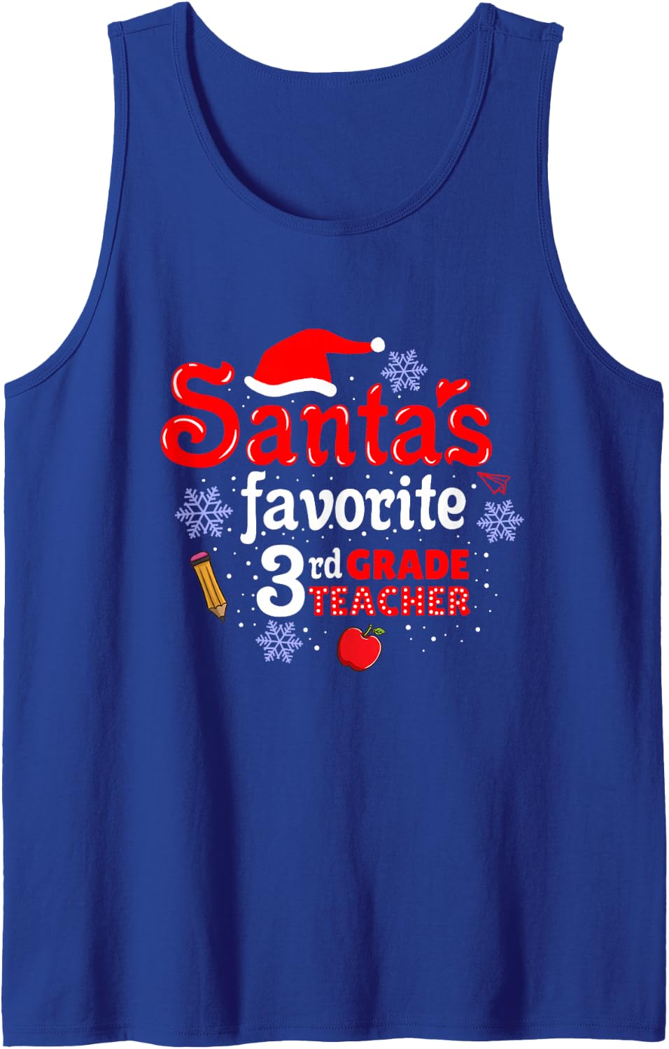 Santas Favorite 3rd Grade Teacher Christmas Tank Top - Royal Blue