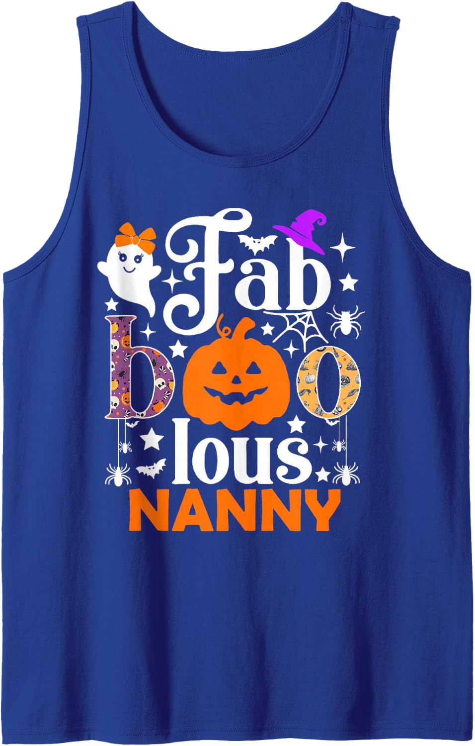 Faboolous Nanny Funny Pumpkin Halloween Costume Sleeveless Tank Top - Royal Blue