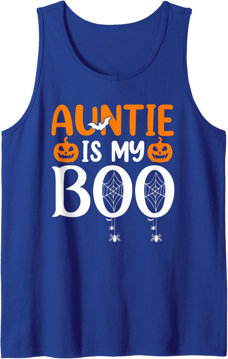 Auntie is My Boo Funny Halloween Family Matching Sleeveless Tank Top - Royal Blue