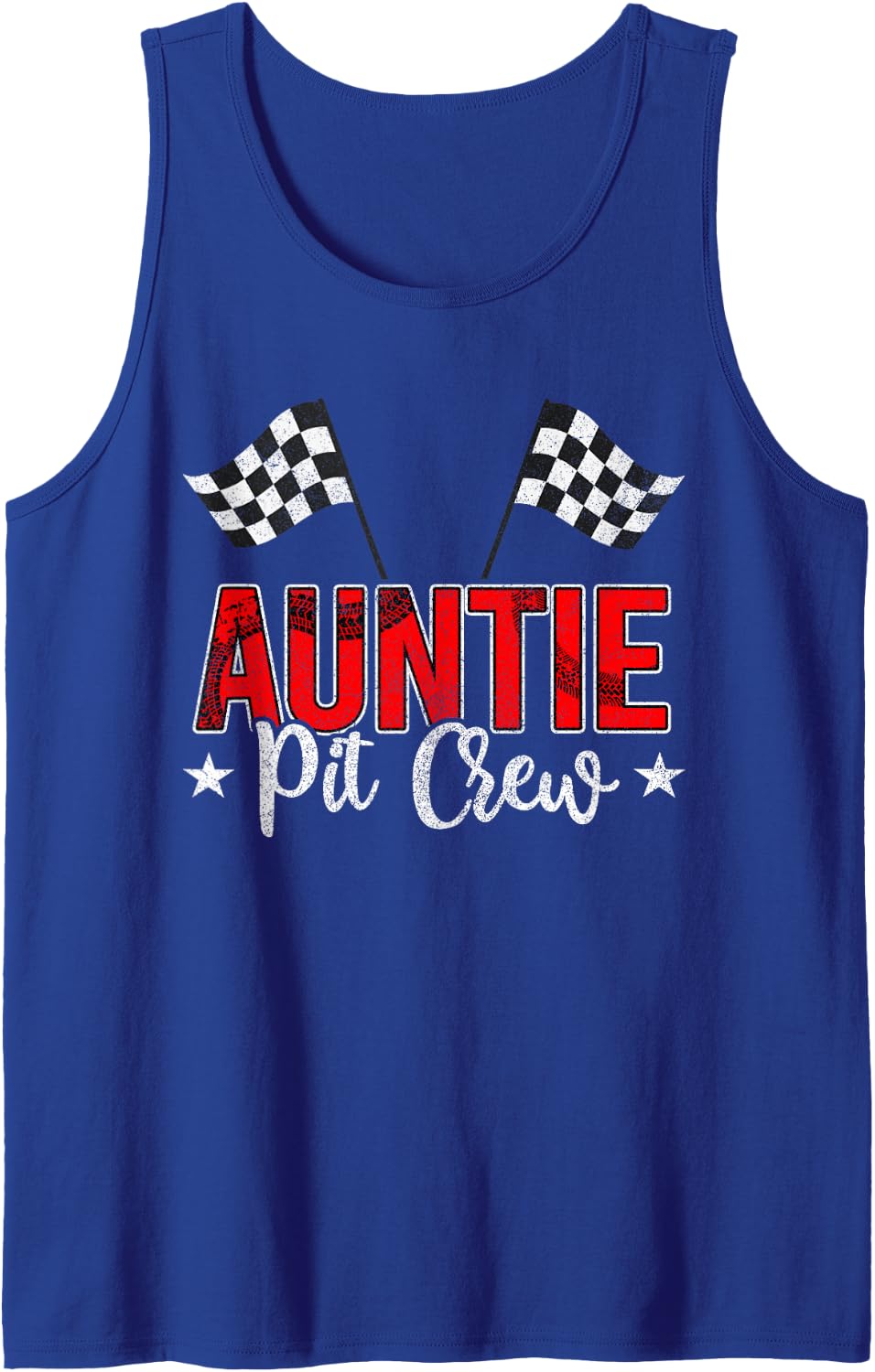 Racing Car Aunt of The Birthday Boy Shirt, Auntie Pit Crew Sleeveless Tank Top - Royal Blue