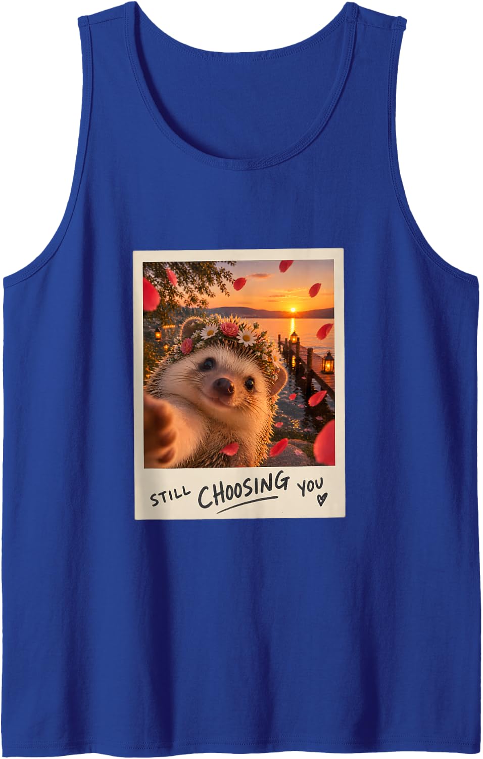 Still Choosing You Hedgehog Anniversary Sleeveless Tank Top - Royal Blue